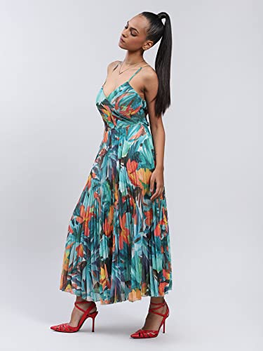 Label RITU KUMAR Strappy Printed Long Dress Green