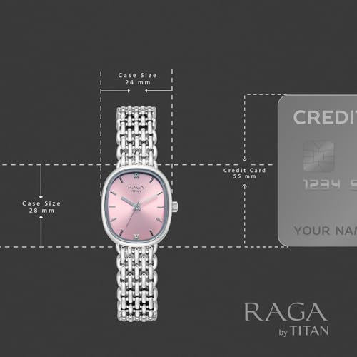 Titan Raga Spotlight with Quartz Analog Pink Dial Silver Brass Strap Watch for Women - 95430SM01
