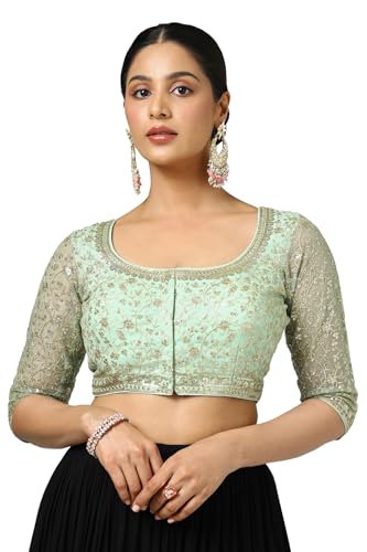 Soch Womens Light Green Net Blouse with Sequins