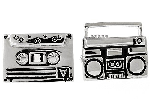 Topen Boom Box Brass Cufflinks (Silver)