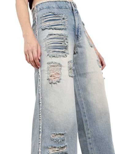 ONLY Women's Solid Straight Fit High-Rise Blue Jeans