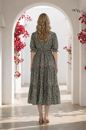 Femvy Trendy A-Line Maxi Gown for Women | Half Sleeve |Fit & Flare Maxi Gown |Gown for Women GWN231New(02) Blue