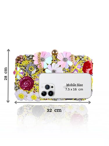 REZZY Designer Evening Party Clutch, Clutch bag For Women, Wedding Clutch, Gift for her, (Yellow)