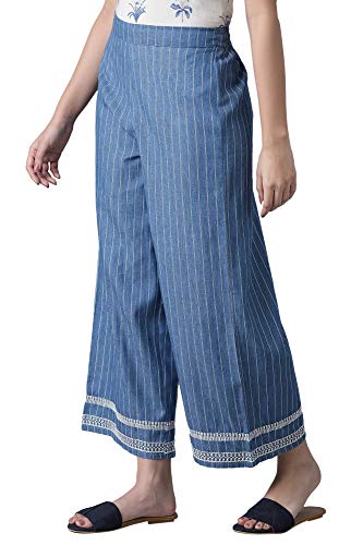 W Cotton Blend Strechable Parallel Pants for Women | Cotton Blend Parallel Pants for Women | Trousers for Women | W for Woman