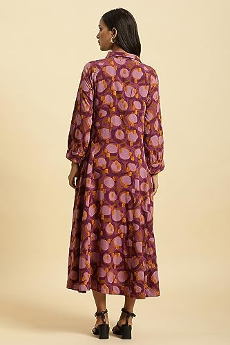 W for Woman Purple Abstract Printed A-line Western Dress_23AUW10039-810615_2XL