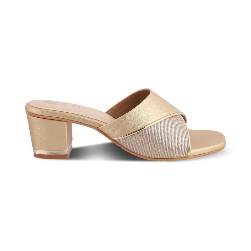 tresmode 240-MACKY GOLD WOMEN DRESS BLOCK HEELS SANDALS EU/36 UK/3