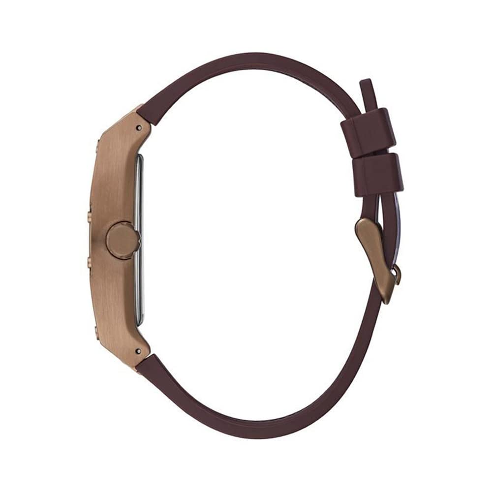 GUESS Chronograph Blue Dial Men's Watch-GW0202G2 Genuine Leather, Brown Strap