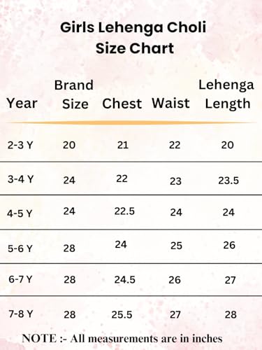 Helene Girls Taffeta Silk Embroidered Lehenga Choli South Indian Traditional Dress Kids Ethnic Wear Full Stitched Lehenga Choli Set (Pink, 7-8 Years)