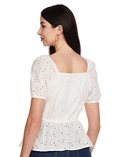 Max Women Cotton Regular Fit T-Shirt (SU23WTOP05IVORY_Ivory, XS