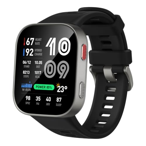 Amazfit Bip Max 50mm Smartwatch, 2.07" AMOLED Display, 20 Days of Battery, GPS, 4GB Storage, Offline Maps, Fitness Tracker, Hybrid Training, 150+ Sports, HYROX Mode, 5 ATM for Android & iPhone, Blue