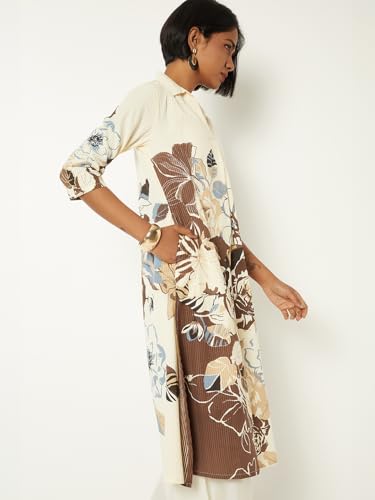 Max Women Printed A-line Kurta(White_M)