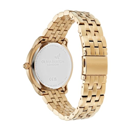 Olivia Burton Starlight Colour Qtz Basic Orange Round Dial Women's Watch|Ionic Plated Thin Gold Steel Material|Gold Color Band - 24000158