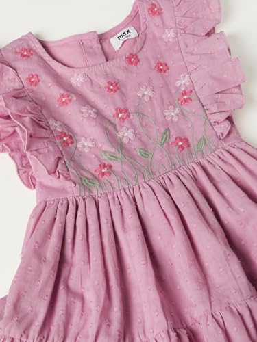 Max Girls Embroidered Dress(Pink_2-3 Y)