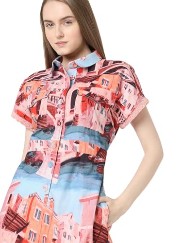 Vero Moda Women's Cotton Modern Above The Knee Dress (9006978-Silver Pink_Silver