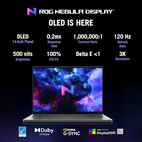 ASUS ROG Zephyrus G14,AMD Ryzen AI 9 HX 370 Gaming Laptop(RTX 5070 Ti -12GB/110W TGP/32GB/2TB/3K OLED/14/120Hz/Windows 11/M365 Basic (1Year)*/Office Home 2024/Eclipse Gray/1.57 Kg) GA403WR-QS123WS