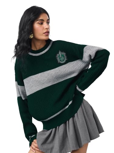 The Souled Store Harry Potter: Serpent Circle Women and Girls Full Sleeves Round Neck Knitted Acrylic Oversized Fit Graphic Printed Casual Pullover Sweater
