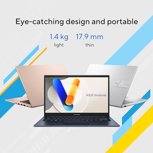 ASUS Vivobook 14, (i5 14th Gen) Intel Core 5 120U, Thin & Light Laptop(16GB RAM/512GB SSD/FHD/14/60Hz/Fingerprint Reader/M365 Basic (1Year)*/Office Home 2024/Silver/1.4 Kg) X1404VAP-EB541WS