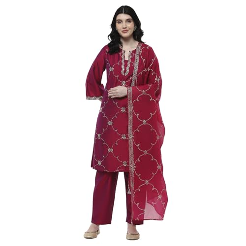 Rangriti Women Purple Viscose Straight Kurta Set_42