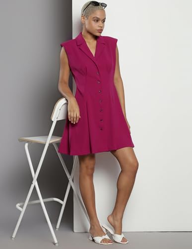 Calvin Klein Jeans Department714 Polyester A-Line Knee-Length Dress (CDIC1Y5CBOY_Boysenberry_4)