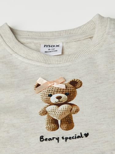 Max Girls Printed Top with Leggings Set (Beige_18-24 M)