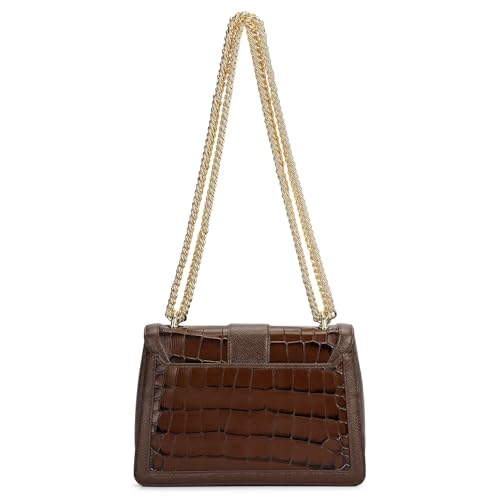 Da Milano Leather Shoulder Bag for Women - Brown (01607OL)
