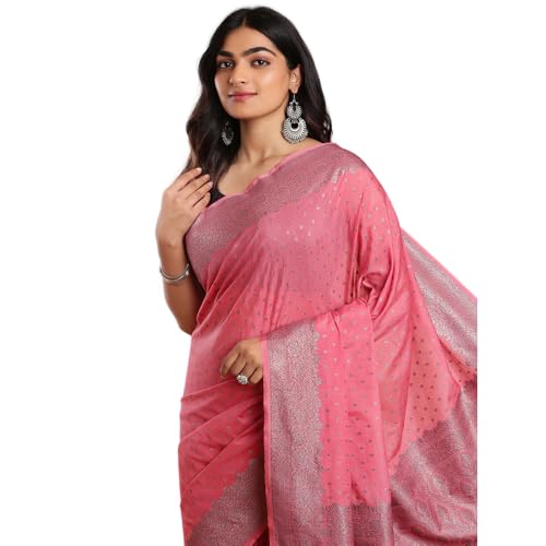 Kalyan Silks Black & Silver Buttas Pink Saree
