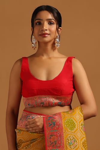 Soch Womens Mustard Georgette Bird Motifs Saree With Zari Woven