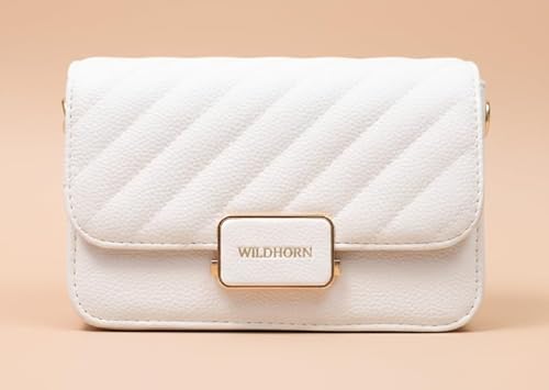 WildHorn Vegan Leather Women’s Crossbody Sling Bag | Ladies Quilted Purse Handbag | Gift for Women (White)