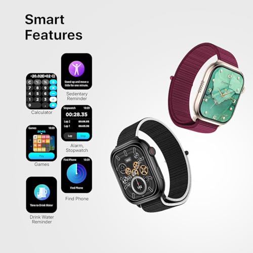 Fire-Boltt Brillia Pro Smart Watch with 51.3mm (2.02 inch) AMOLED Display, Bluetooth Calling, SpO2, Heart Rate Monitoring, 120+ Sports Modes, IP67 Waterproof, Long Battery Life, Nylon Strap (Wine)