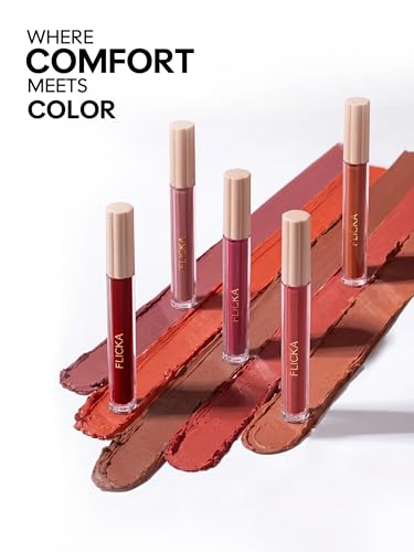 FLiCKA Weightless Impression Liquid Lipstick| Enriched With Vitamin E, Matte Finish, Moisturizing, Creaseless Formula, 07 July, 1.6ml