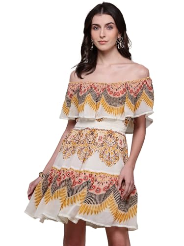 Label RITU KUMAR Pink Kiara Off-Shoulder Short Dress