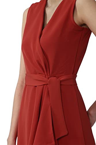 Van Heusen Women's Polyester Classic Knee-Length Dress (VWDRFRGPO74872_Red