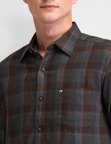 Arrow Sports Men's Slim Fit Shirt (ASAISH1588_Brown