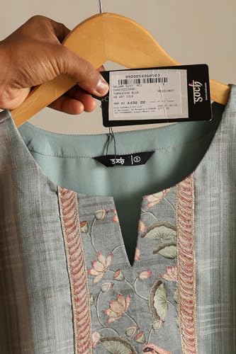 Soch Women's Art Silk Kurta Suit Set (CWA5CD22246_Turquoise Blue