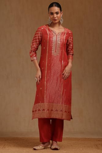 Soch Womens Tissue Woven Designs Suit Set With Cutdana