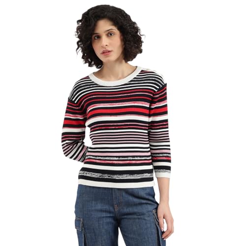 United Colors of Benetton Round Neck Striped Sweater -25A1099W3R68I902 (Size : M) Multicolour