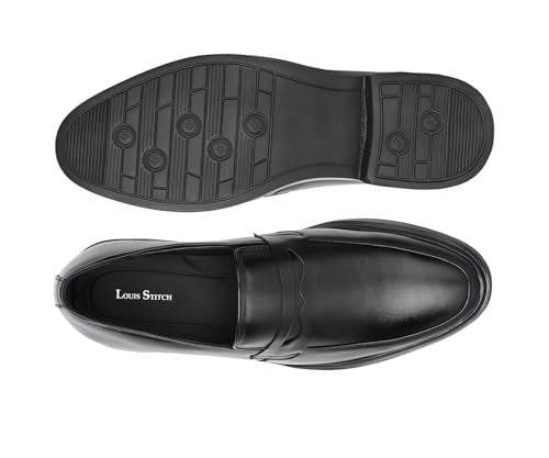 LOUIS STITCH Jet Black Lightweight Slip-On Moccasin Shoe | Formal Shoes for Men | LSFXSOJB | UK-6
