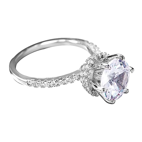 Peora American Diamond Studded Silver Plated Finger Ring Fashion Wear Stylish Jewellery Gift for Girls & Women (PX8R121-7)