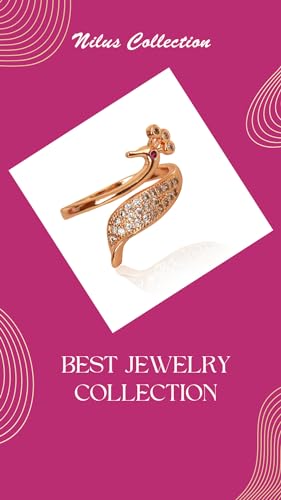 Nilu's Collection Rose Gold Plated Elegant American Diamond Studded Sparkling Adjustable Finger Ring for Women and Girls (Style 5)