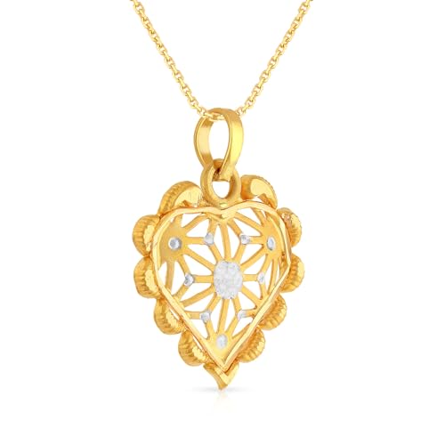 Malabar Gold & Diamonds | 22 KT Two Tone Gold Heart Pendant For Womens