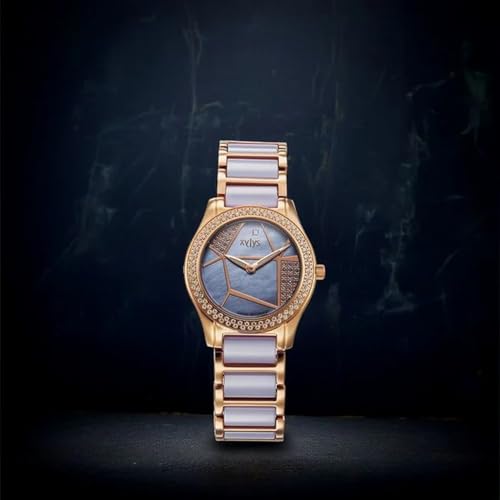 Xylys Quartz Analog Purple Dial Two Toned Steel & Ceramic Strap Watch for Women