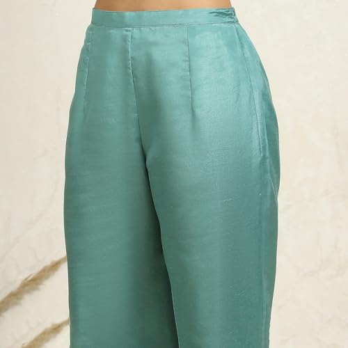 Blue Silk Blend Machine Embroidered Unstitched Suit Set