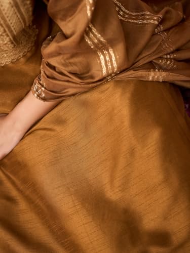 Hritika Women's Brown Silk Blend Embroidered Kurta Set with Dupatta_RE_HRKBD0200BROWN_L