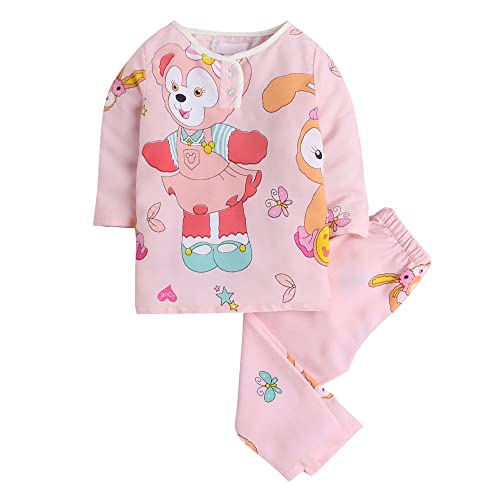 Hopscotch Girls Cartoon Print Top Pajama Set In Peach Color for Ages 12-24 Months