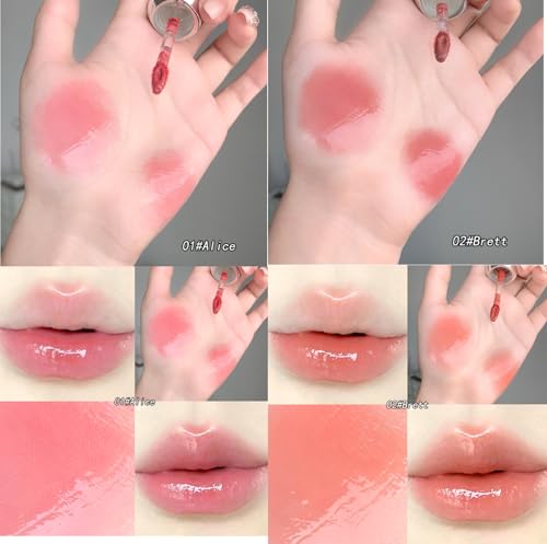 Gege Bear Sweet Tender and Moist Water Lip Glaze – High-Pigment, Long-Lasting Cute Bear-Shaped Cap with Pink Bow Lip Gloss for Girls | Non-Sticky, Smudge-Proof Lip Tint with Lightweight, Soft Texture | Hydrating Liquid Lipstick with High Shine for Women (