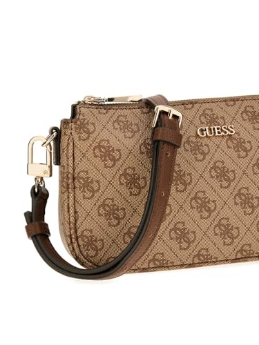 GUESS Brown Printed Noelle Pouch Crossbody Bag