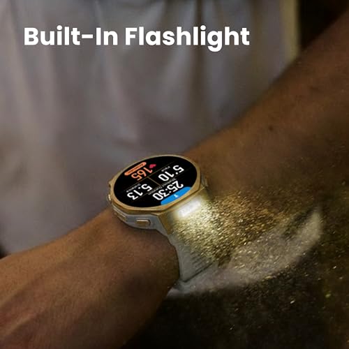 Amazfit T-Rex 3 Pro Outdoor Smart Watch 44mm Sapphire AMOLED Display with Flashlight, Dual Band GPS, Offline Maps, 25 Days Battery, 10 ATM, 180+ Sports Mode for Android & iPhone, Tactical Black