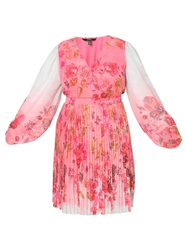 VERO MODA Women Floral Print Pink Polyester Knee Length Fit and Flare Dress