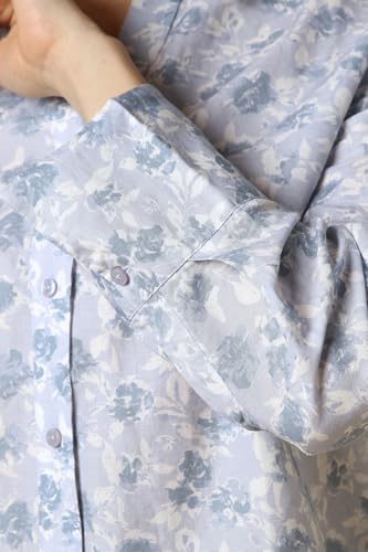 Women Light Blue Print Long Sleeves Shirt