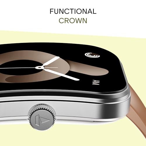 boAt Wave Sigma 3 Curv Smartwatch with 2.01” (5.33 cm) Immersive Curved Display, Metallic Finish, Functional Crown, BT Calling, Sleep, Stress, Heart Rate & SpO2 Monitoring, SOS, IP68(Timber Brown)